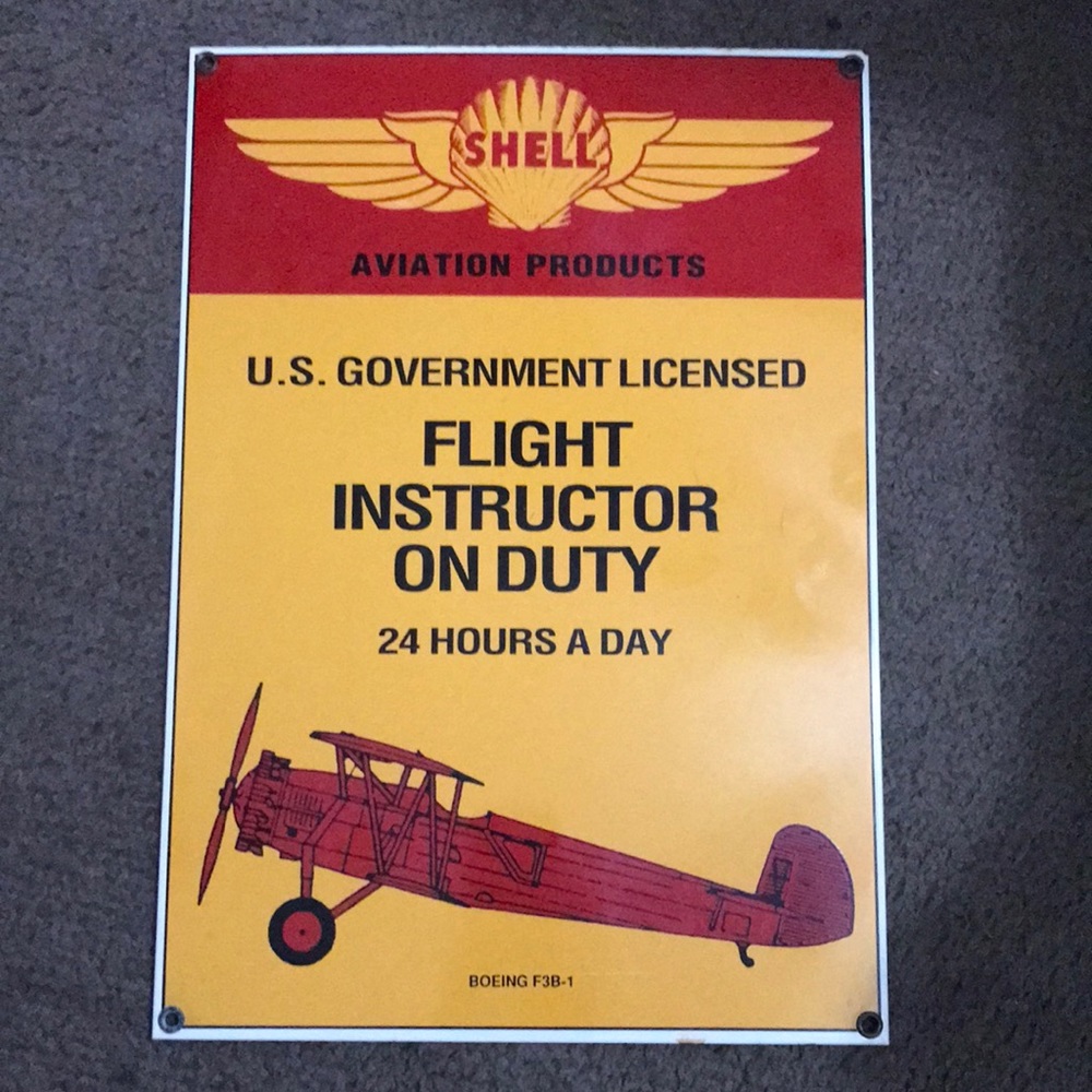 Shell Aviation Flight Instructor 13x9 Enamel Sign Ande Rooney Boeing F3B1